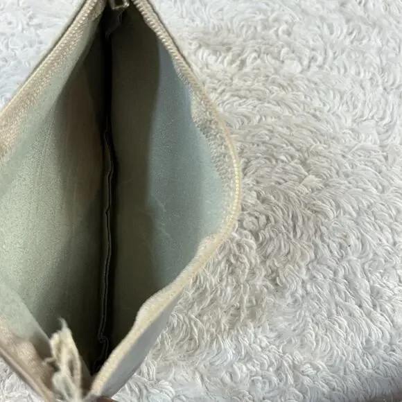 Vintage 80s unbranded dove grey leather shoulder bag with matching coin purse - Picture 9 of 10